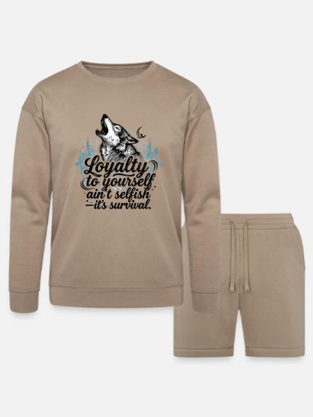 Loyalty To Yourself - Bella + Canvas Unisex Sweatshirt & Short Set - tan