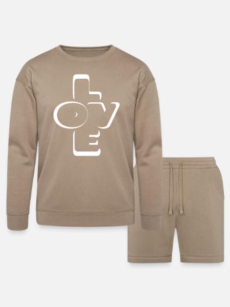 love together - Bella + Canvas Unisex Sweatshirt & Short Set - tan