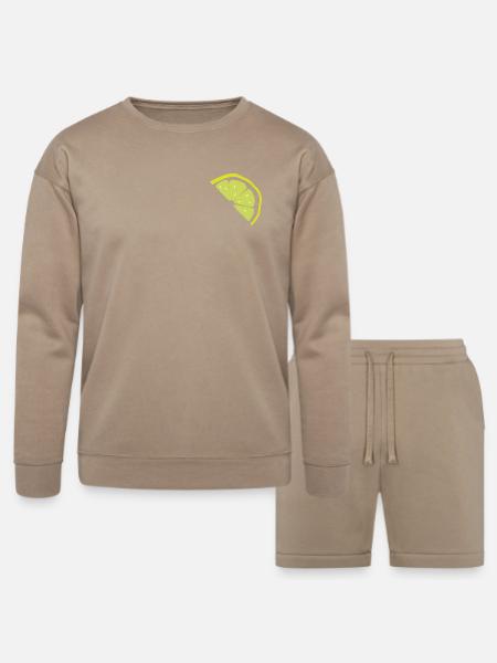 Lemon Slice Neon Pop - Bella + Canvas Unisex Sweatshirt & Short Set - tan