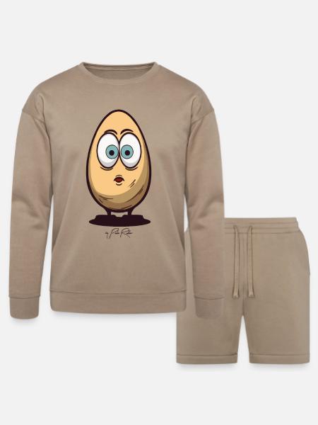 Surprised Egg - Bella + Canvas Unisex Sweatshirt & Short Set - tan