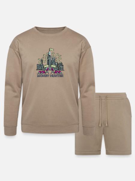money hunter - Bella + Canvas Unisex Sweatshirt & Short Set - tan