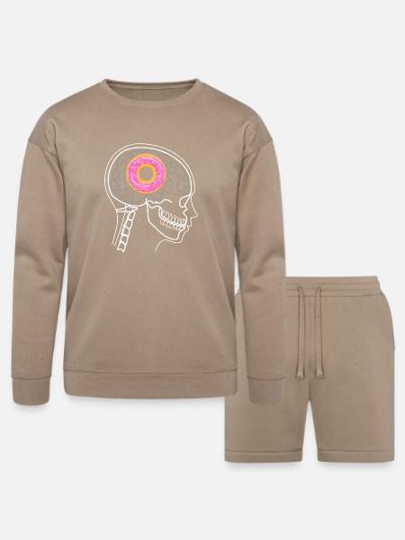 DONUT ON BRAIN X-RAY DESIGN - Bella + Canvas Unisex Sweatshirt & Short Set - tan