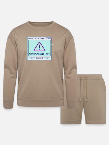 Glitchy System Overload 2026 - Bella + Canvas Unisex Sweatshirt & Short Set - tan