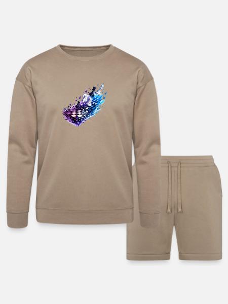 Chromatic Chess Glyph Burst - Bella + Canvas Unisex Sweatshirt & Short Set - tan