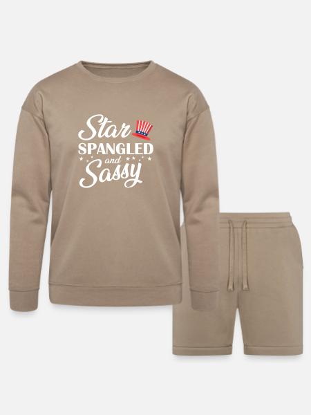 Star Spangled and Sassy - Bella + Canvas Unisex Sweatshirt & Short Set - tan