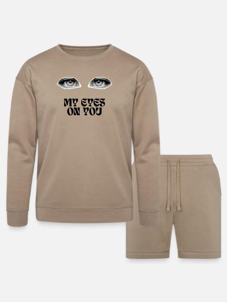 Halftone Twin Eyes - Bella + Canvas Unisex Sweatshirt & Short Set - tan