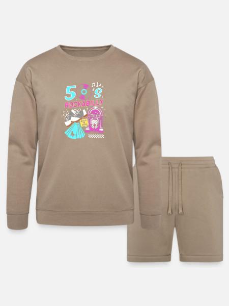 Sock Hop Party Rockabilly - Bella + Canvas Unisex Sweatshirt & Short Set - tan