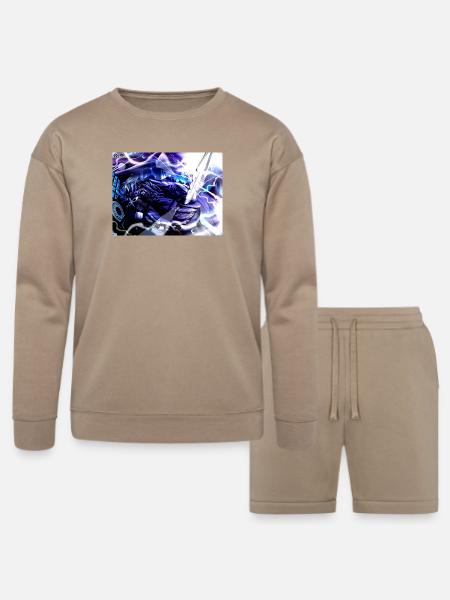 Moonlit Oni Blade - Bella + Canvas Unisex Sweatshirt & Short Set - tan