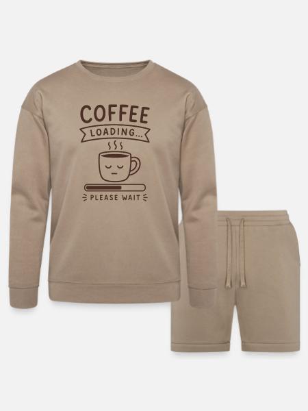 Coffee Loading... Please Wait - Bella + Canvas Unisex Sweatshirt & Short Set - tan