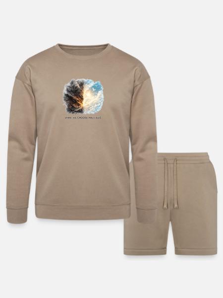 Fire and Sky Dichotomy - Bella + Canvas Unisex Sweatshirt & Short Set - tan