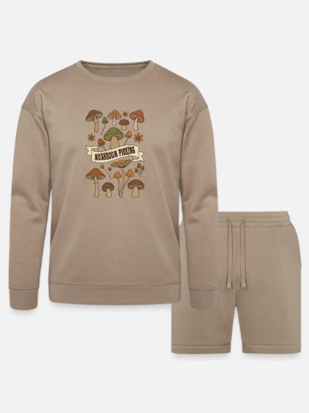 Mushroom Picking Harvest - Bella + Canvas Unisex Sweatshirt & Short Set - tan
