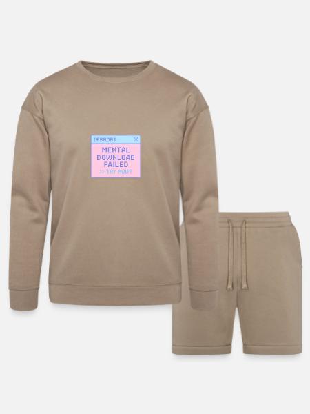 Pastel Glitch Error Window - Bella + Canvas Unisex Sweatshirt & Short Set - tan