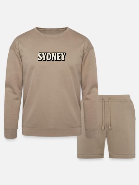 Sydney Retro Bold Lettering - Bella + Canvas Unisex Sweatshirt & Short Set - tan