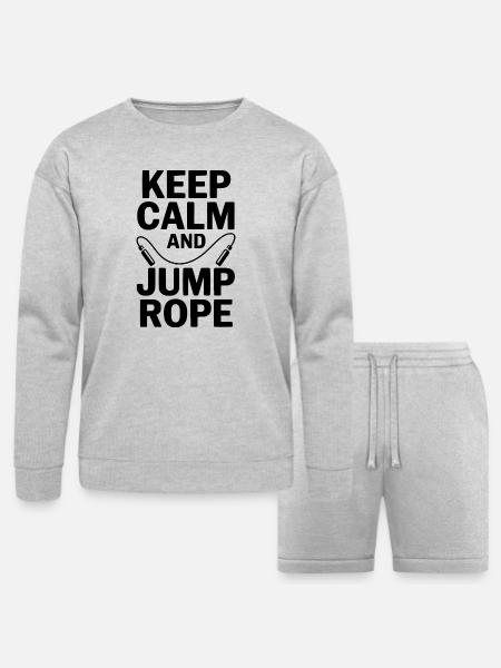 Keep Calm and Jump Rope - Bella + Canvas Unisex Sweatshirt & Short Set - heather gray