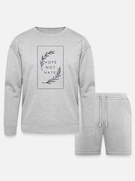 Hope Not Hate - Bella + Canvas Unisex Sweatshirt & Short Set - heather gray