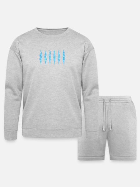 Azure Lightning Strikes Pattern - Bella + Canvas Unisex Sweatshirt & Short Set - heather gray