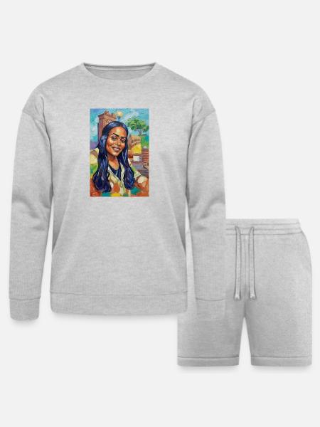 Bluehair City Portrait - Bella + Canvas Unisex Sweatshirt & Short Set - heather gray