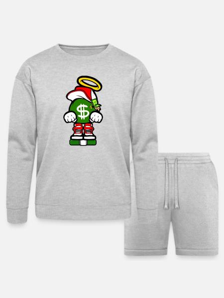 money - Bella + Canvas Unisex Sweatshirt & Short Set - heather gray