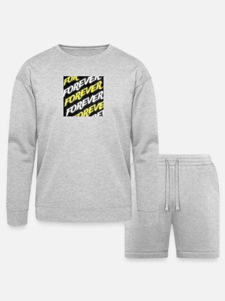 Forever Neon Text - Bella + Canvas Unisex Sweatshirt & Short Set - heather gray
