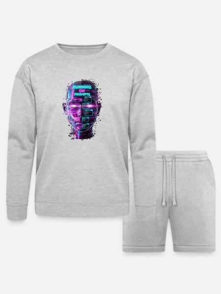 Neon Prompts AI Head - Bella + Canvas Unisex Sweatshirt & Short Set - heather gray