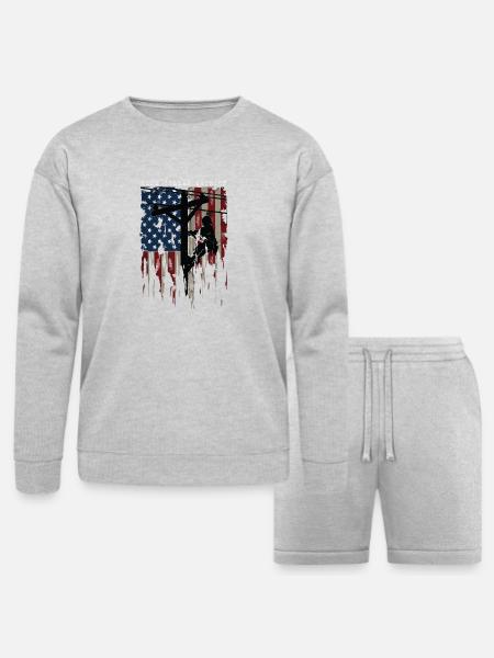 Blue Collar Patriot - Bella + Canvas Unisex Sweatshirt & Short Set - heather gray