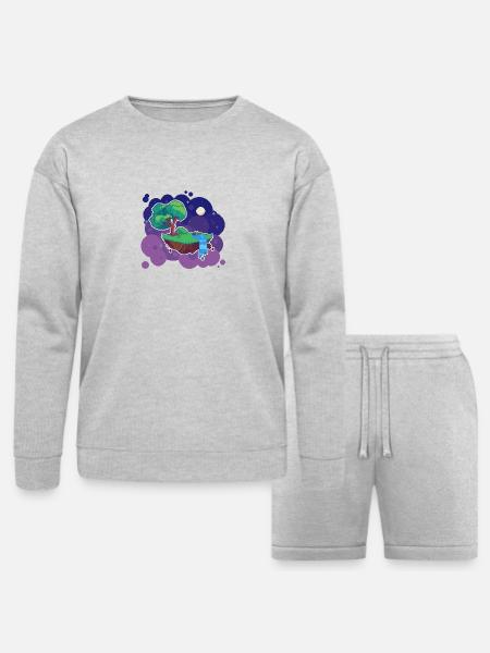 Floating Island - Bella + Canvas Unisex Sweatshirt & Short Set - heather gray