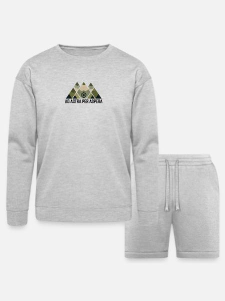Astral Peaks Compass - Bella + Canvas Unisex Sweatshirt & Short Set - heather gray