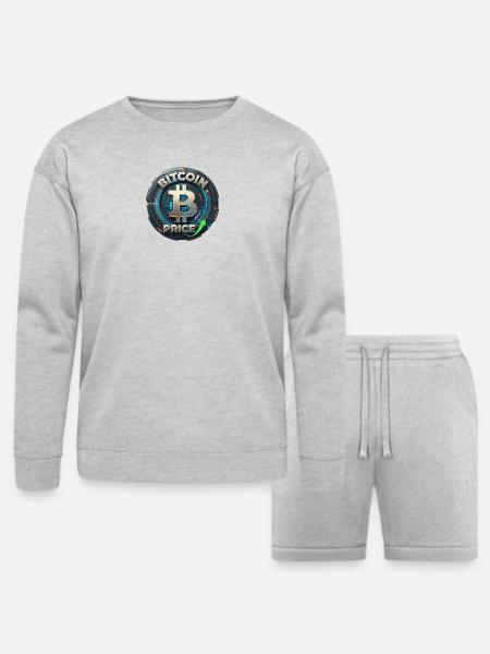 Bitcoin Price Circuit Emblem - Bella + Canvas Unisex Sweatshirt & Short Set - heather gray