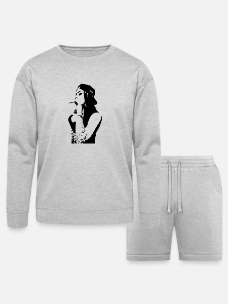smoking chola - Bella + Canvas Unisex Sweatshirt & Short Set - heather gray