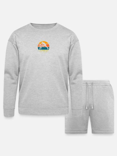 Retro Sunset BMX Rider - Bella + Canvas Unisex Sweatshirt & Short Set - heather gray