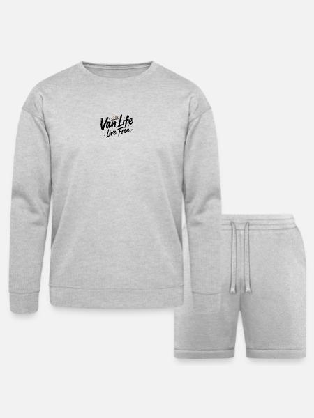 Van Life - Nocturnal Silhouette Sunburst - Bella + Canvas Unisex Sweatshirt & Short Set - heather gray