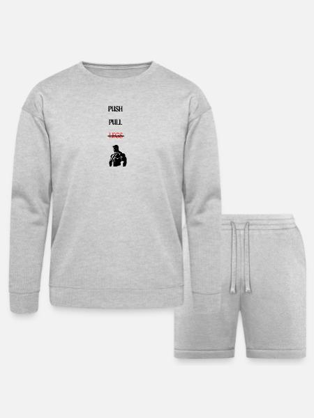 Mirror Red Glyphs - Bella + Canvas Unisex Sweatshirt & Short Set - heather gray