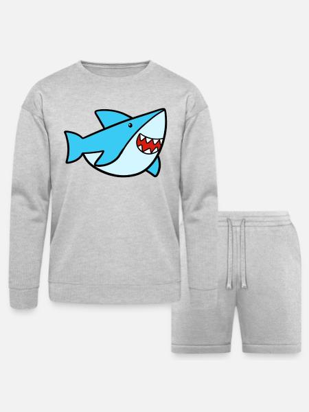 Sweet Shark - Bella + Canvas Unisex Sweatshirt & Short Set - heather gray