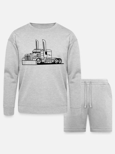 Comic style truck - Bella + Canvas Unisex Sweatshirt & Short Set - heather gray