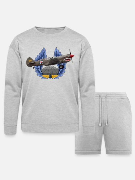 P-40 - Bella + Canvas Unisex Sweatshirt & Short Set - heather gray