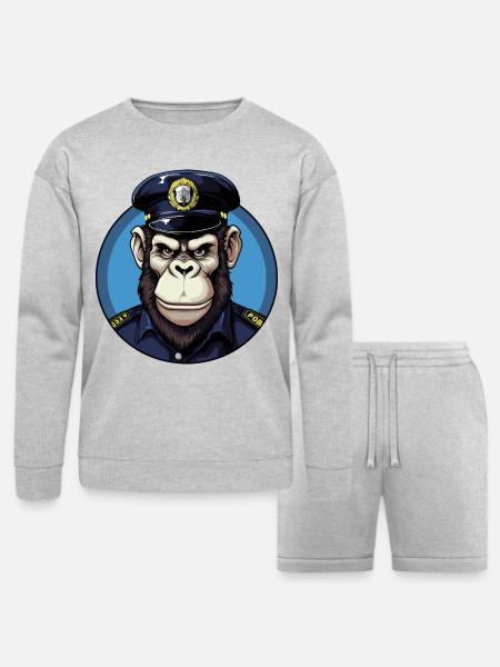 Monkey policeman - Bella + Canvas Unisex Sweatshirt & Short Set - heather gray