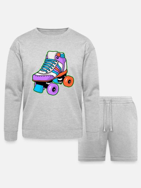 Roller Skating Skater - Bella + Canvas Unisex Sweatshirt & Short Set - heather gray