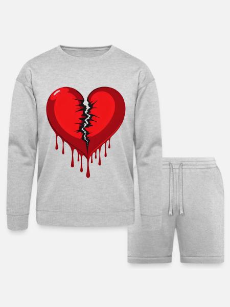 broken heart - Bella + Canvas Unisex Sweatshirt & Short Set - heather gray