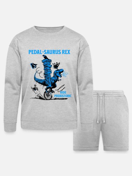 Pedal-Saurus Rex – Ride Prehistoric - Bella + Canvas Unisex Sweatshirt & Short Set - heather gray