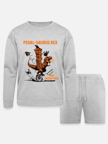 Pedal-Saurus Rex – Ride Prehistoric - Bella + Canvas Unisex Sweatshirt & Short Set - heather gray
