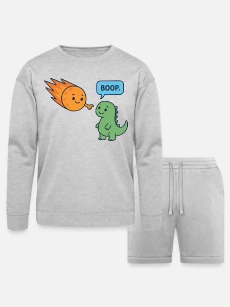 Meteor Buddy and Dino Boop - Bella + Canvas Unisex Sweatshirt & Short Set - heather gray