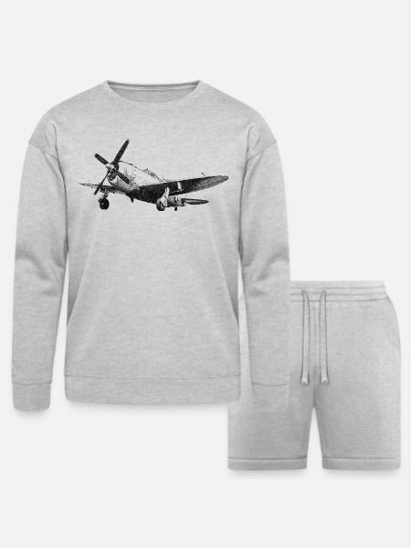 P-47 Thunderbolt - Bella + Canvas Unisex Sweatshirt & Short Set - heather gray