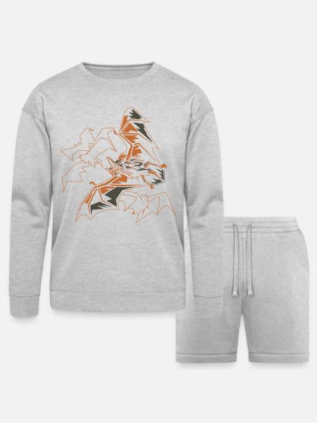 Polygon Bats - Bella + Canvas Unisex Sweatshirt & Short Set - heather gray