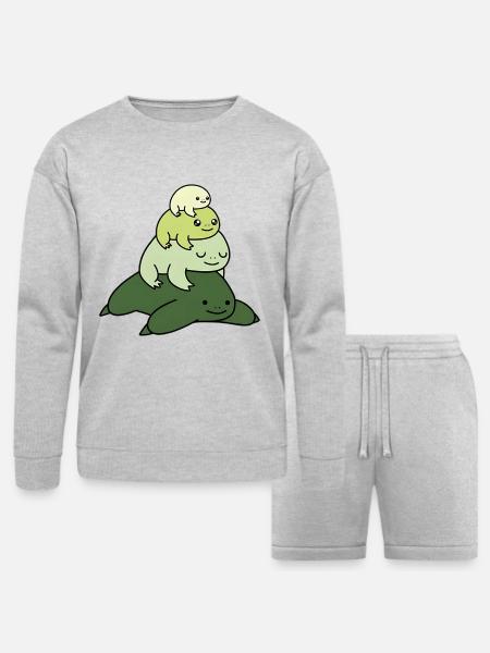 Pastel Stack Frog - Bella + Canvas Unisex Sweatshirt & Short Set - heather gray