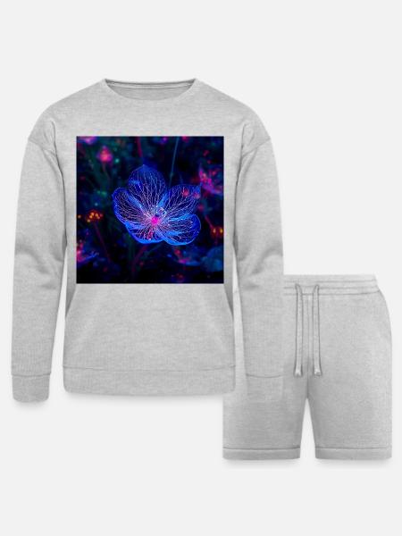 Translucent Blue - Bella + Canvas Unisex Sweatshirt & Short Set - heather gray