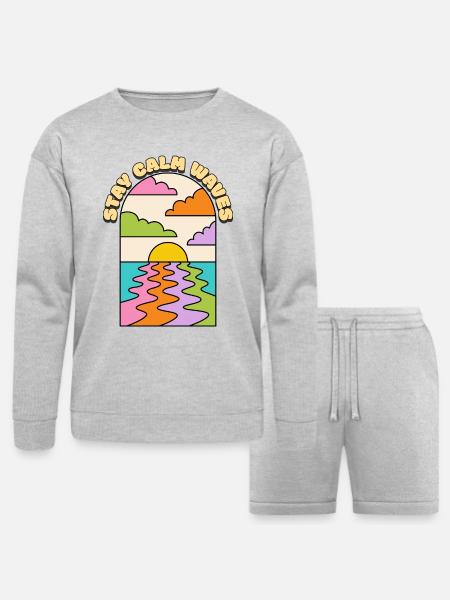 STAY CALM WAVES - Bella + Canvas Unisex Sweatshirt & Short Set - heather gray