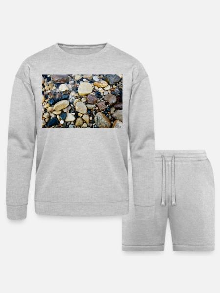 wet beach with lock - Bella + Canvas Unisex Sweatshirt & Short Set - heather gray