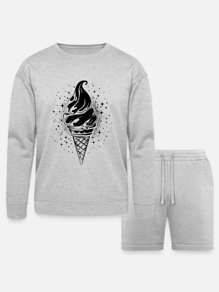 Ice Cream Cone Graphic - Bella + Canvas Unisex Sweatshirt & Short Set - heather gray