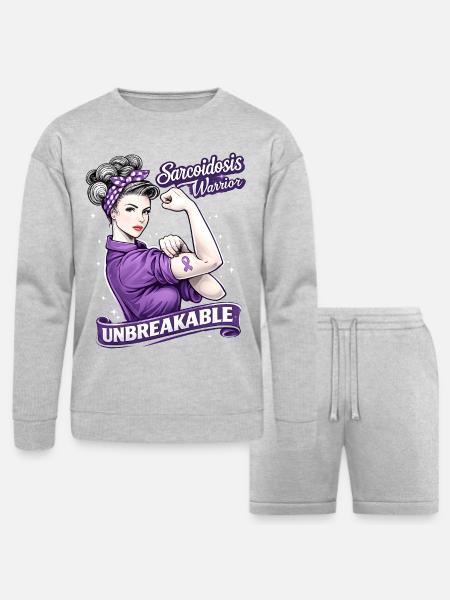 Sarcoidosis Warrior Unbreakable - Bella + Canvas Unisex Sweatshirt & Short Set - heather gray