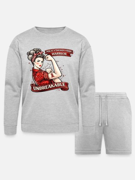 Unbreakable Polycythemia Vera Warrior - Bella + Canvas Unisex Sweatshirt & Short Set - heather gray